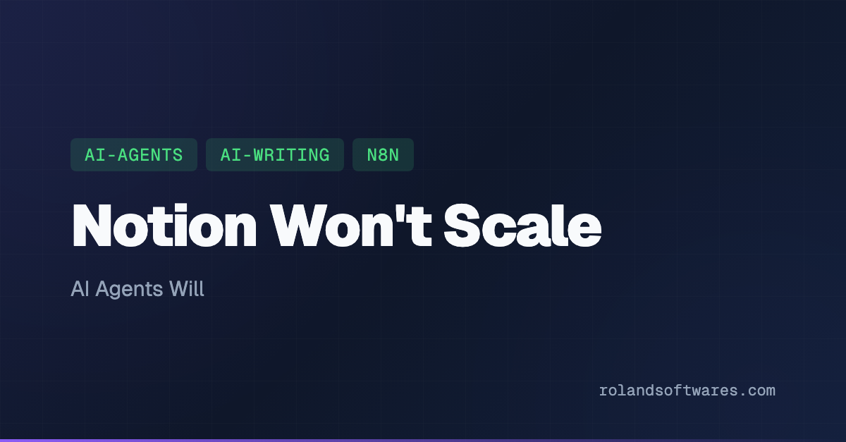 Notion Templates Won't Scale — AI Agents Will — Notion templates hit a ceiling when your business grows. AI agents handle what templates can't — live data, auto-updates, and decisions.